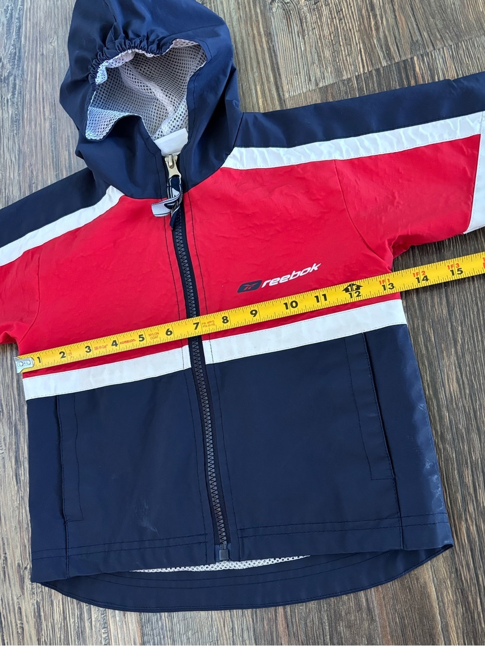 Reebok Kids Waterproof Hooded Jacket Size 2T Red White Blue Polyvinyl Pockets - Picture 7 of 11